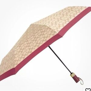 Coach Beige and Rouge Signature Umbrella